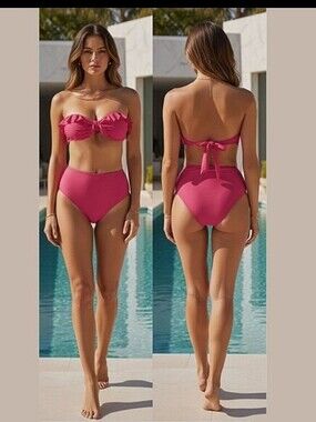 MoBeachwear Boutique Brazil Flutter Strapless Padded Bikini Top- L